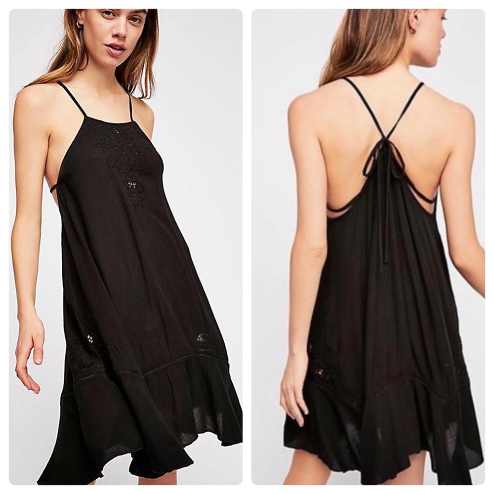 Free People Intimately Heat Wave Tunic Mini Dress Black Size S